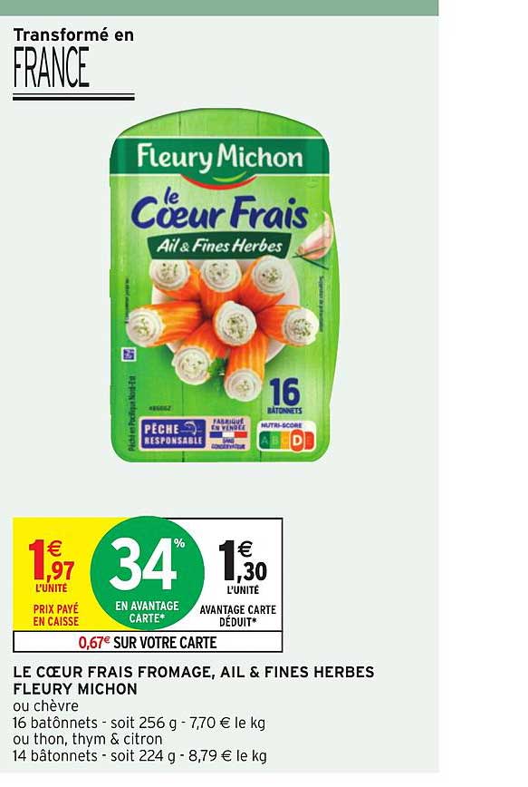 le cœur frais fromage ail & fines herbes fleury michon