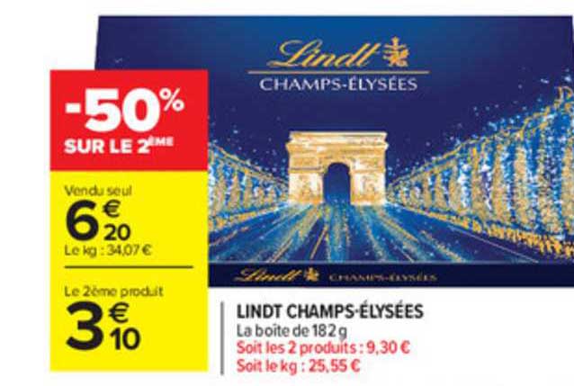 lindt champs élysées -50% sur le 2ème