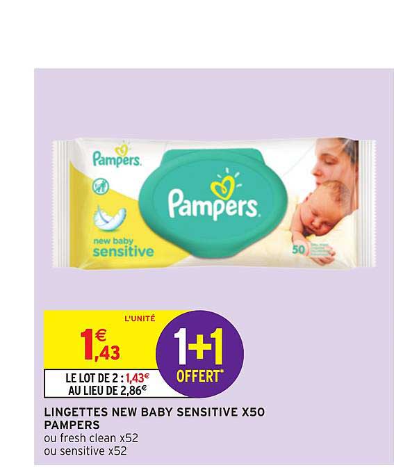 lingettes new baby sensitive x50 pampers