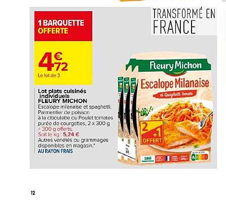 lot plats cuisinés individuels fleury michon