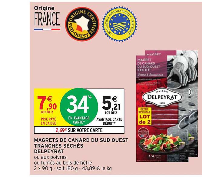 magrets de canard du sud ouest tranché séchés delpeyrat