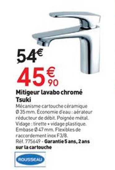 Mitigeur Lavabo Chromé Tsuki Rousseau