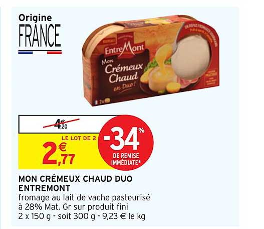 mon crémeux chaud duo entremont