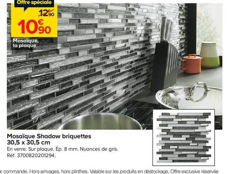 mosaïque shadow briquettes 30.5 x 30.5 cm