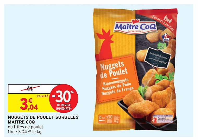 nuggets de poulet surgelés mâitre coq