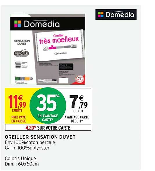 Oreiller Sensation Duvet Domédia