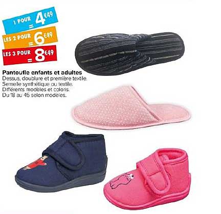 pantoufle enfants et adultes