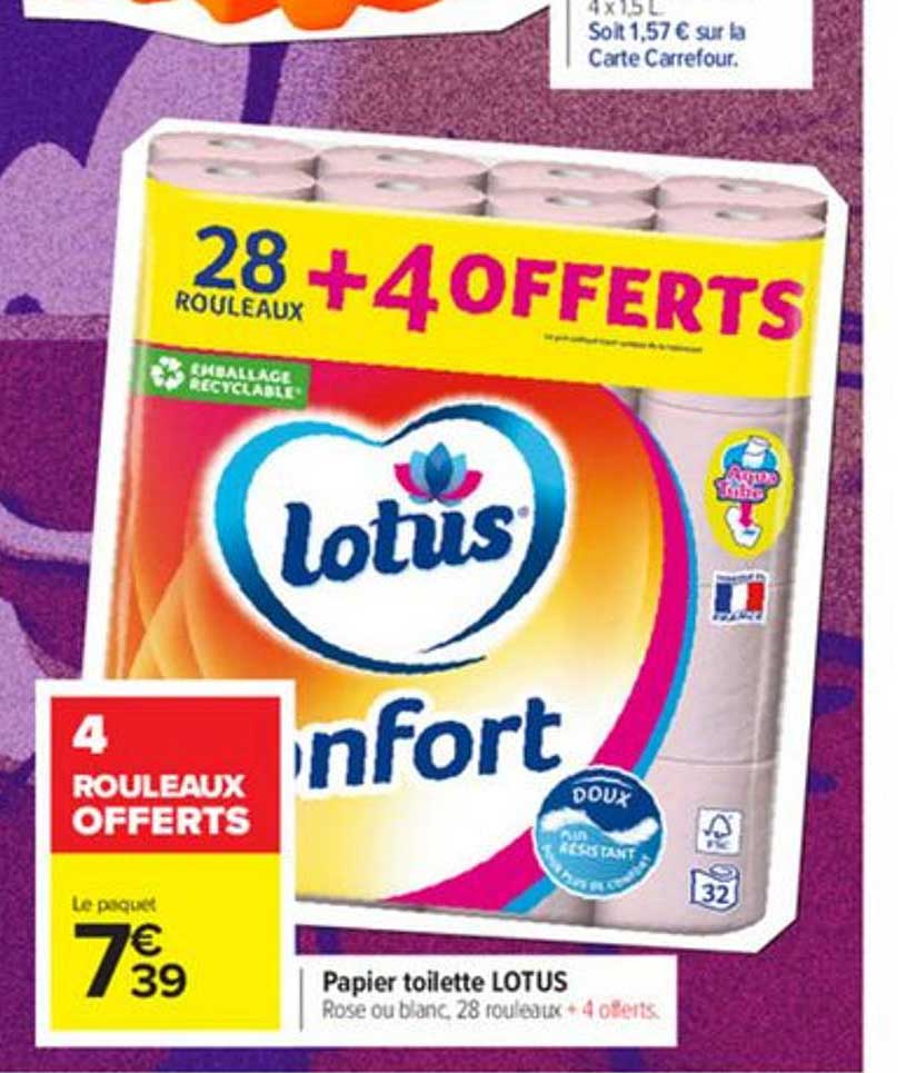 Papier Toilette Lotus 28+4 Offerts