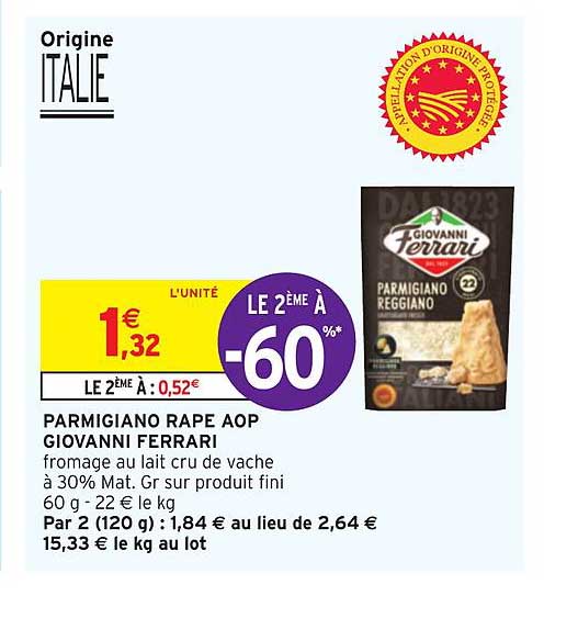 parmigiano râpé aop giovanni ferrari