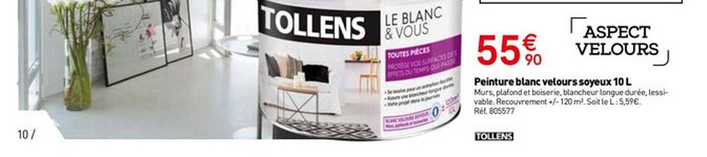 Peinture Blanc Velours Soyeux 10 L Tollens