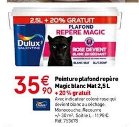 peinture plafond repère magic blanc mat 2.5 l dulux valentine