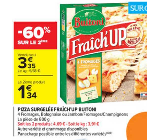 pizza surgelée fraîch'up buitoni -60% sur le 2ème