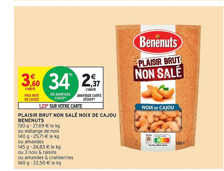 plaisir brut non salé noix de cajou benenuts