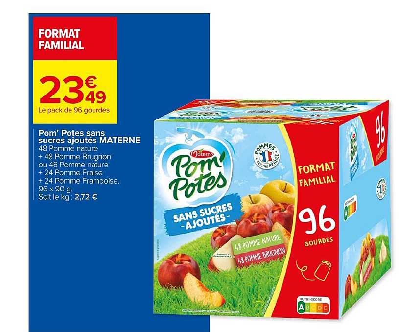 pom' potes sans sucres ajoutés materne