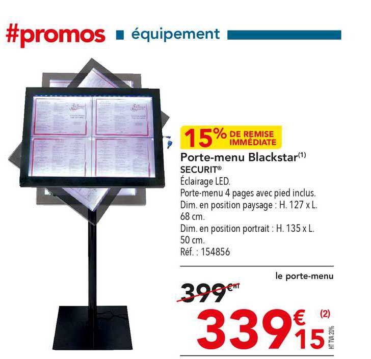 porte menu blackstar securit 15% de remise immédiate