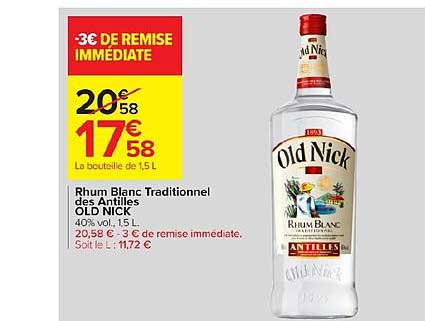 rhum blanc traditionnel des antilles old nick