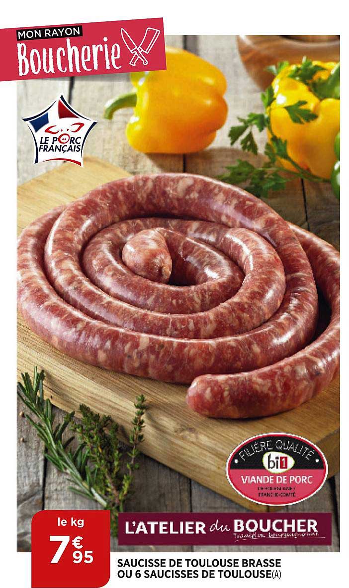 saucisse de toulouse brassé ou 6 saucisses de toulouse l'atelier du boucher
