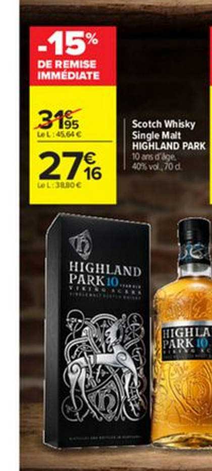 scotch whisky single malt highland park -15% de remise immédiate