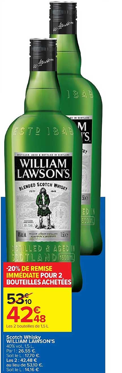scoth whisky william lawson's -20% de remise immédiate