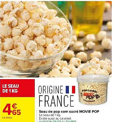 seau de pop corn sucré movie pop