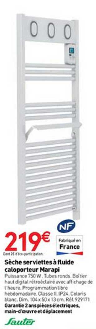 sèche serviettes à fluide caloporteur marapi sauter