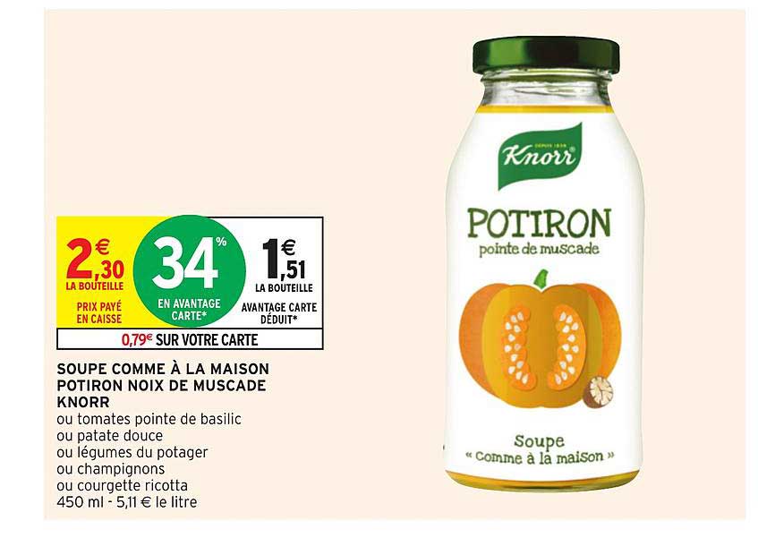 soupe comme à la maison potiron noix de muscade knorr