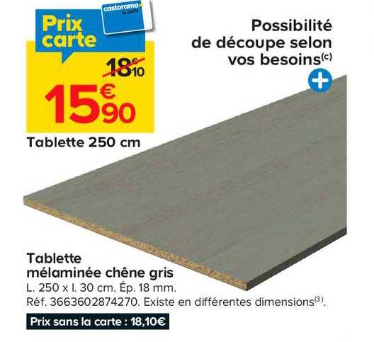 Tablette Mélaminée Chêne Gris