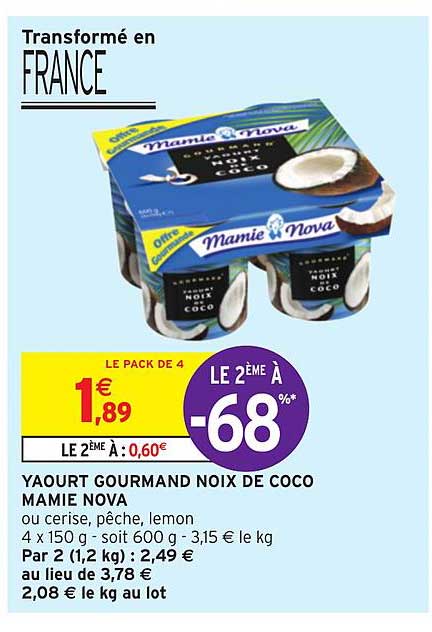 Yaourt Gourmand Noix De Coco Mamie Nova