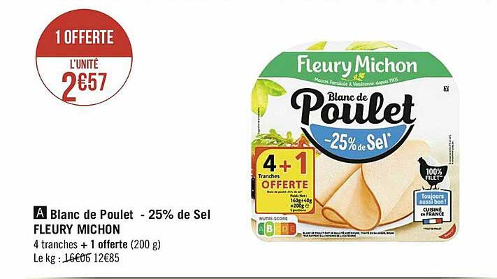 blanc de poulet -25% de sel fleury michon