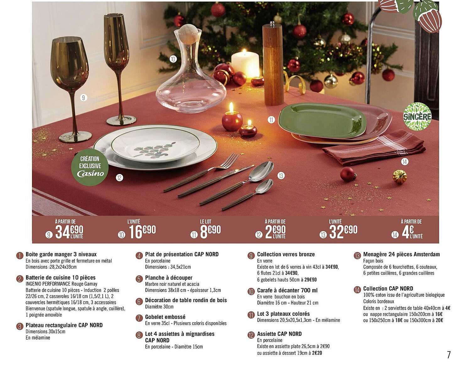 Boîte Garde Manger 3 Niveaux, Batterie De Cuisine 10 Pièces, Plateau Rectangulaire Cap Nord, Plat De Présentation Cap Nord, Planche à Découper, Décoration De Table Rondin De Bois, Gobelet Embossé,