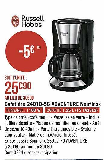 Cafetière 24010-56 Adventure Noir-inox Russell Hobbs