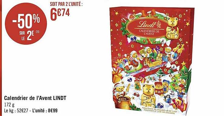 calendrier de l'avent lindt