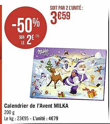 calendrier de l'avent milka