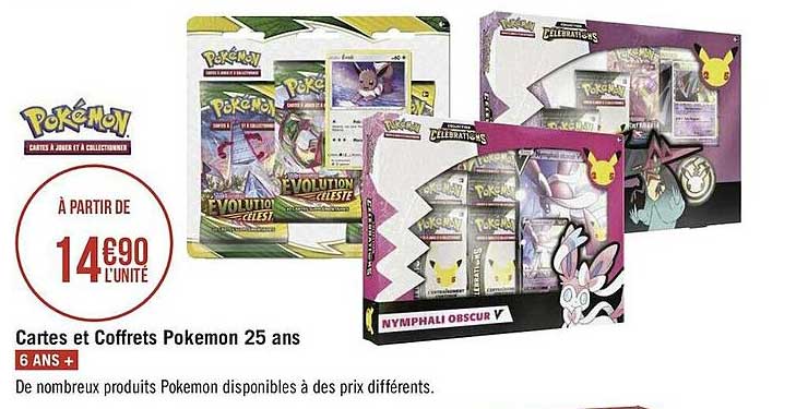 cartes et coffrets pokémon 25 ans