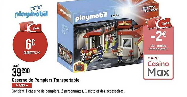 caserne de pompiers transportable playmobil