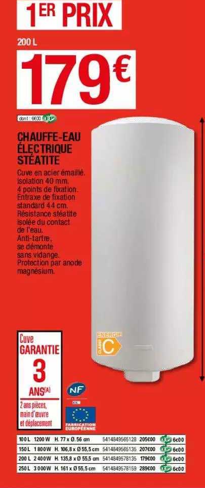 chauffe-eau électrique stéatite