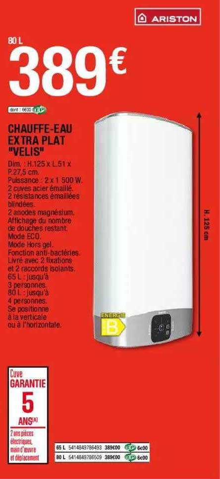 chauffe-eau extra plat "velis" ariston