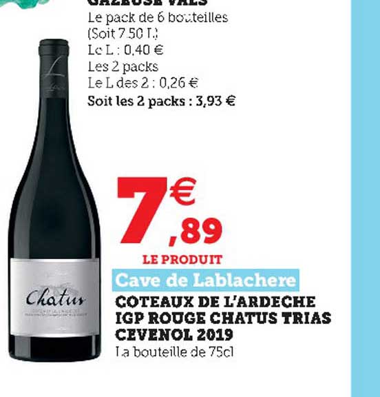 coteaux de l'ardèche igp rouge chatus trias cévenol 2019