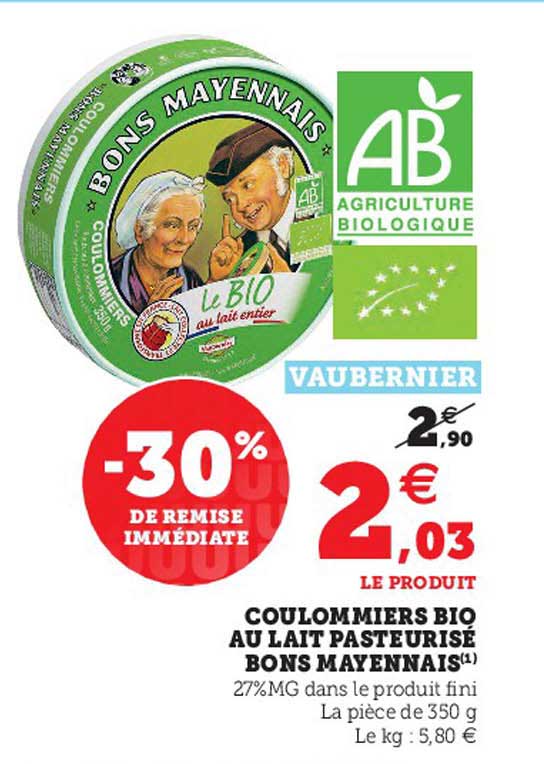 coulommiers bio au lait pasteurisé bons mayennais
