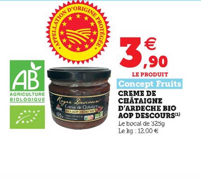 crème de châtaigne d'ardèche bio aop descours concept fruits