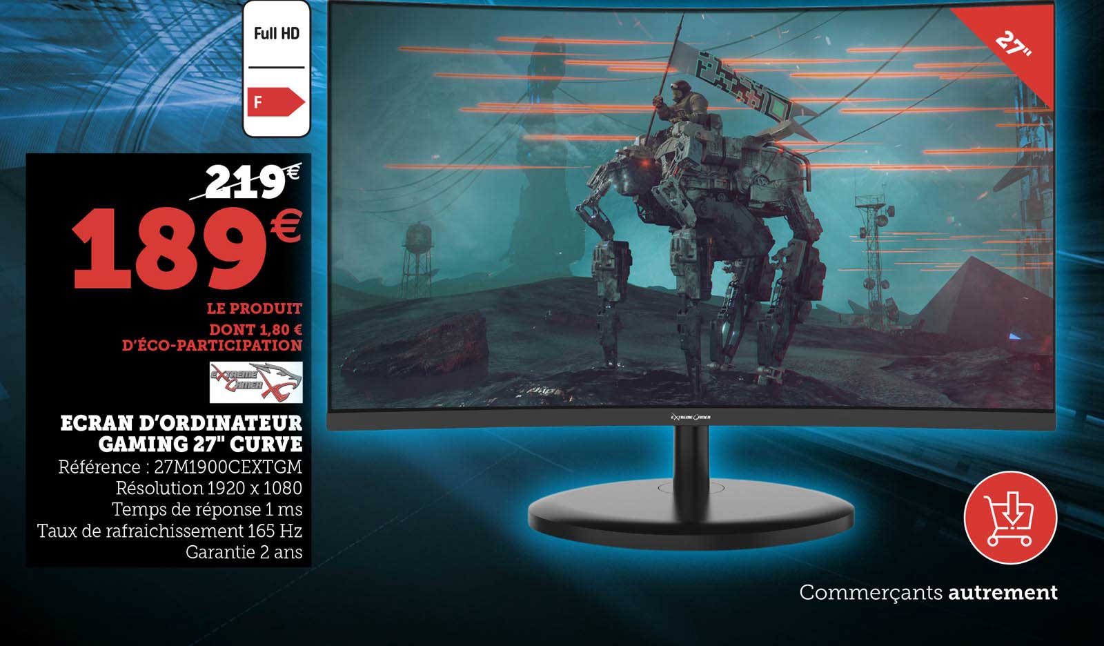 écran d'ordinateur gaming 27" curvé