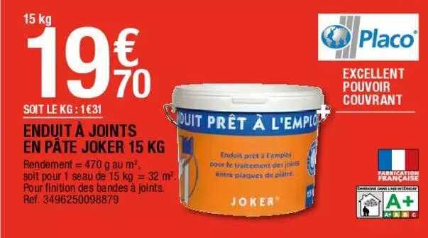 enduit à joints en pâte joker 15 kg placo