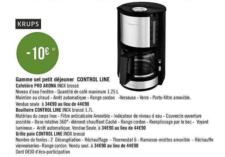 gamme set petit déjeuner control line krups