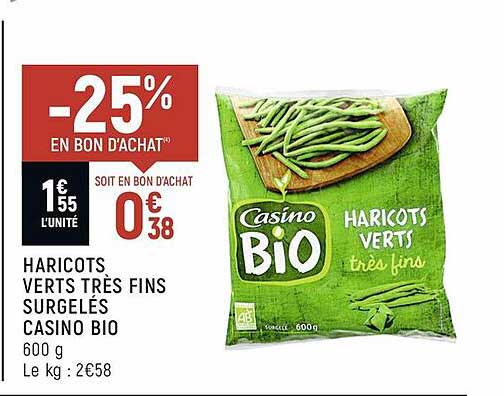 haricots verts très fins surgelés casino bio