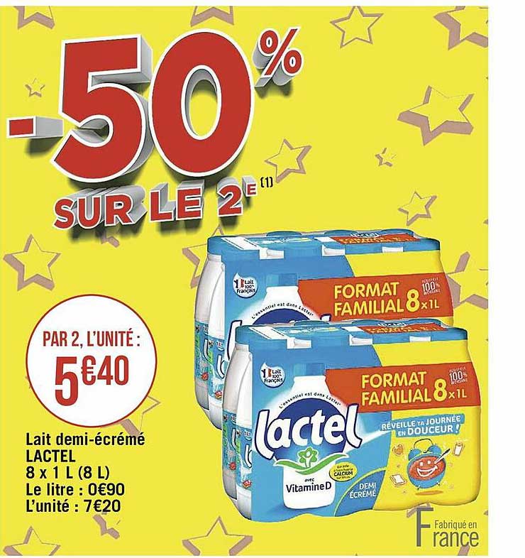 lait demi-écrémé lactel
