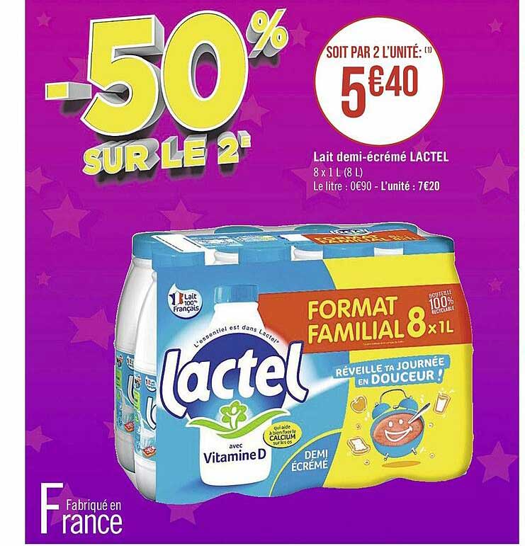 lait demi-écrémé lactel
