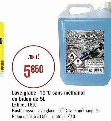 lave glace -10°c sans méthanol en bidon de 5l