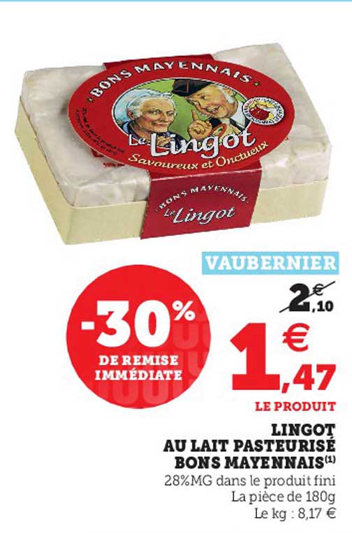 lingot au lait pasteurisé bons mayennais