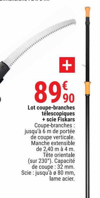 lot coupe-branches télescopiques + scie fiskars