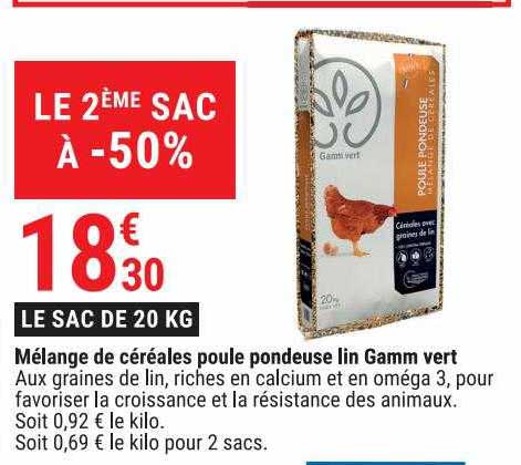 mélange de céréales poule pondeuse lin gamm vert